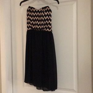 Black and gold chevron party dress